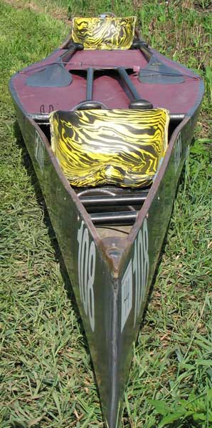 Bumfortable seat mounted in a canoe